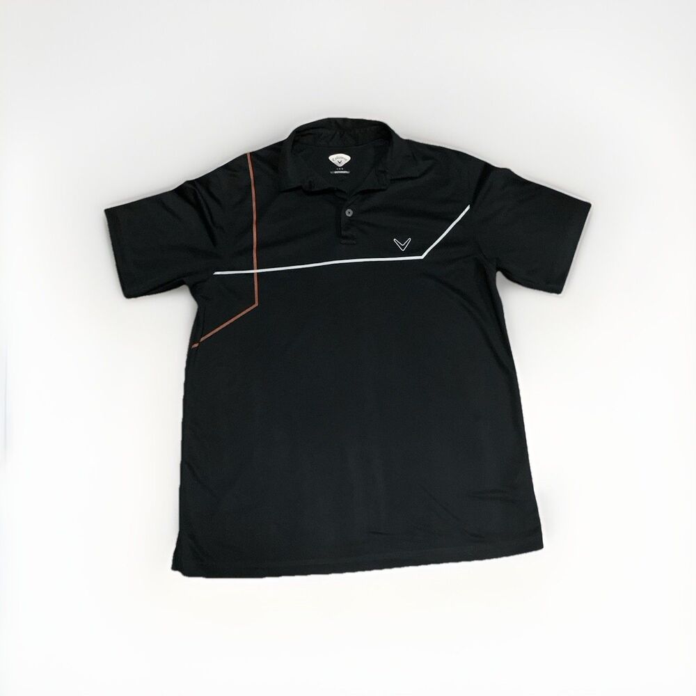 Callaway Opti Dri Polo Mens Large Black Golf Athletic Performance Shirt Top Dry